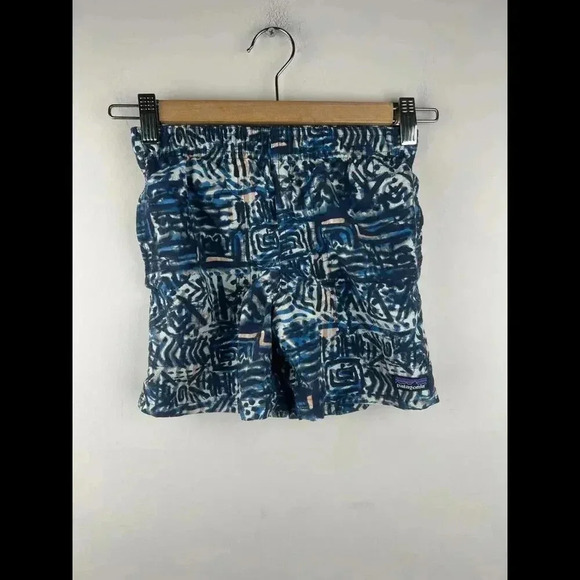 Patagonia Swim Trunks Boys Small  Blue Pattern Lined Shorts Drawstring Outdoor - Picture 1 of 4